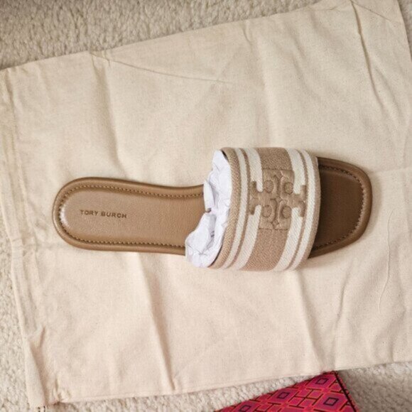 AUTHENTIC Tory Burch Double T Jacquard Slide - Picture 8 of 8